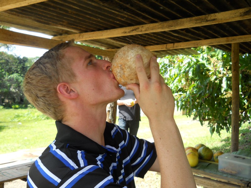 drinking coconut milk