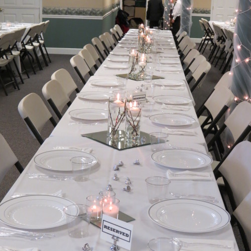 white and pink wedding reception