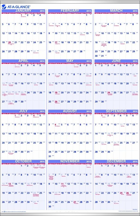 year at a glance calendar