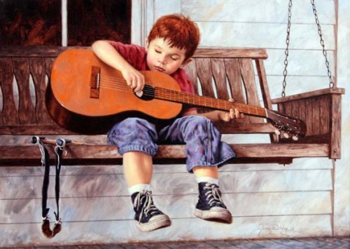 Jim Daly boy playing guitar