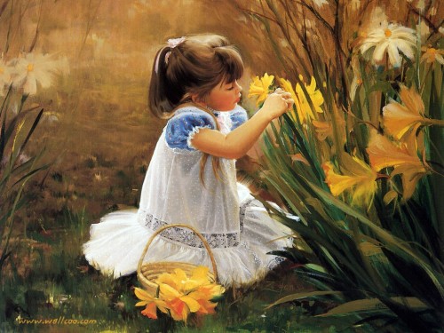 Donald Zolan girl picking flowers