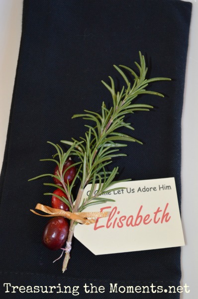 christmas name cards, tablescape, treasuringthemoments.net