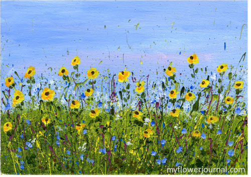 Sunflowers-splattered-acrylic-paint-myflowerjournal.com_-500x353
