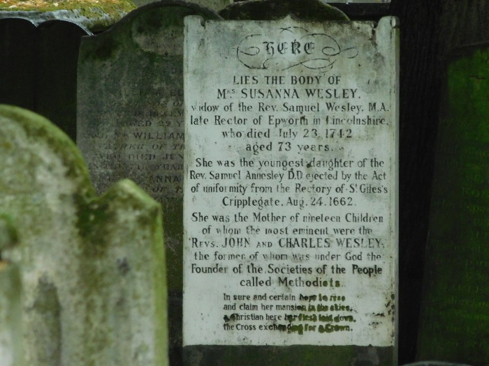 Susanna Wesley's grave treasuring the moments.net
